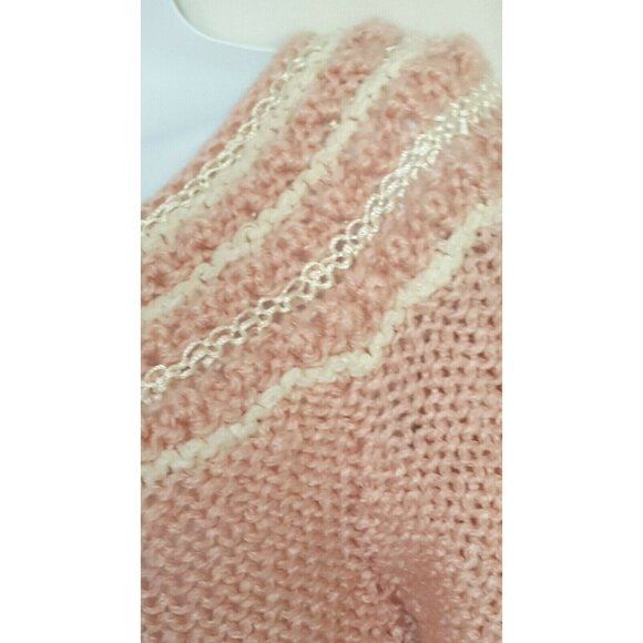 Vintage Hand Knit Sweater Pink Popcorn Its Pure Gould S Pullover Cottage Core - Picture 4 of 7